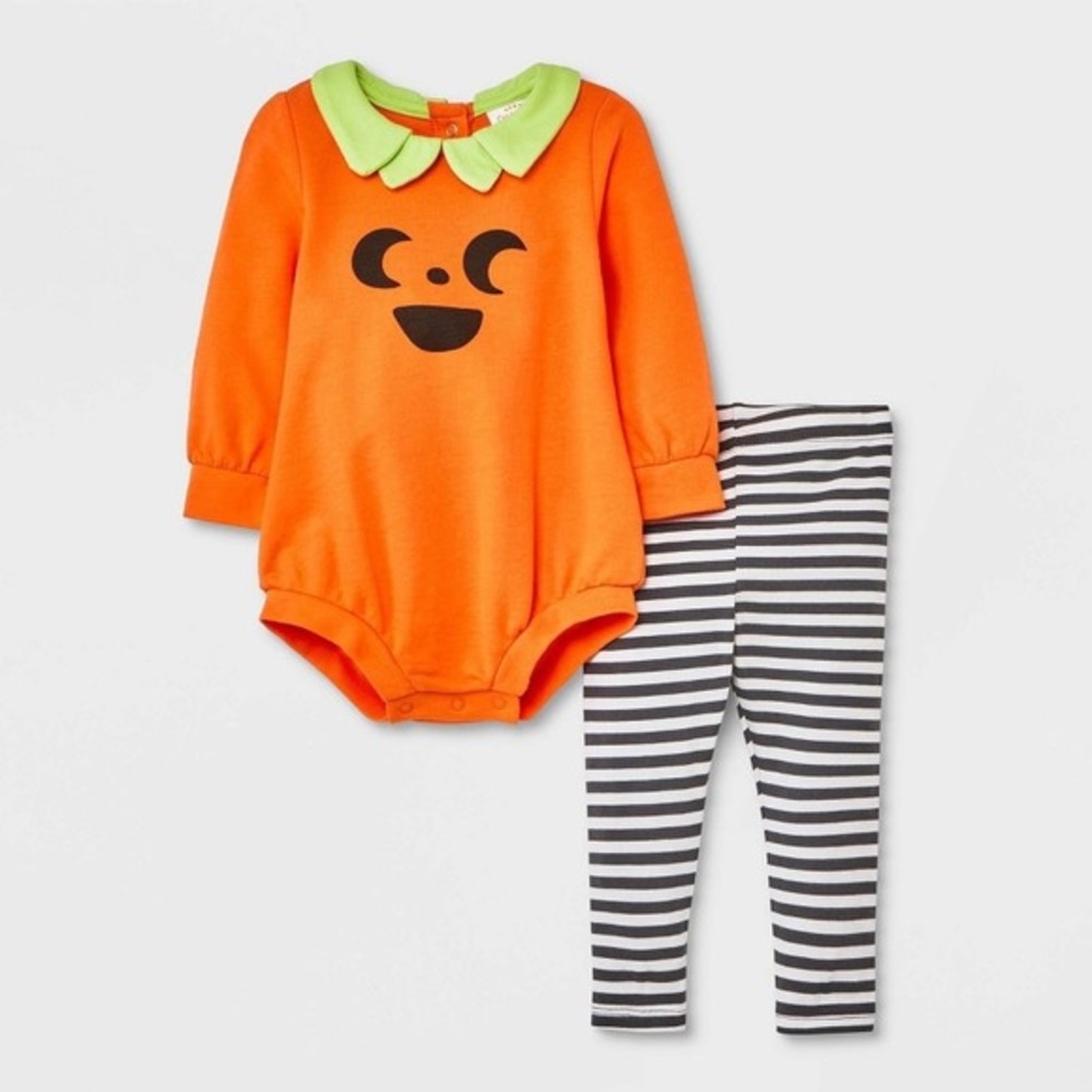 Baby Pumpkin Romper & Bottom Set - Halloween - Cat & Jack nwt newborn or 0-3m